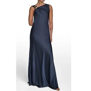 Donna Karan New York Asymmetric Cowl Back Satin Gown SIZE 16